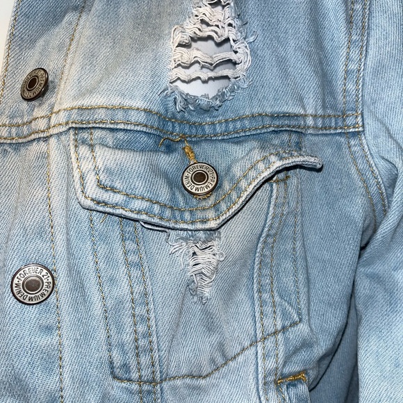 Forever 21 LA Girl Squad Distressed Denim Jacket - Picture 3 of 9